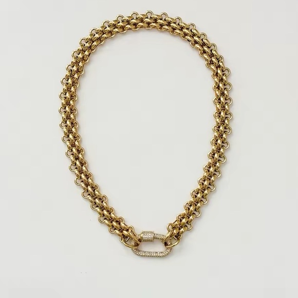 Double Link 18K Gold Stainless Steel Elegant Gold Chain Necklace - Picture 4 of 9